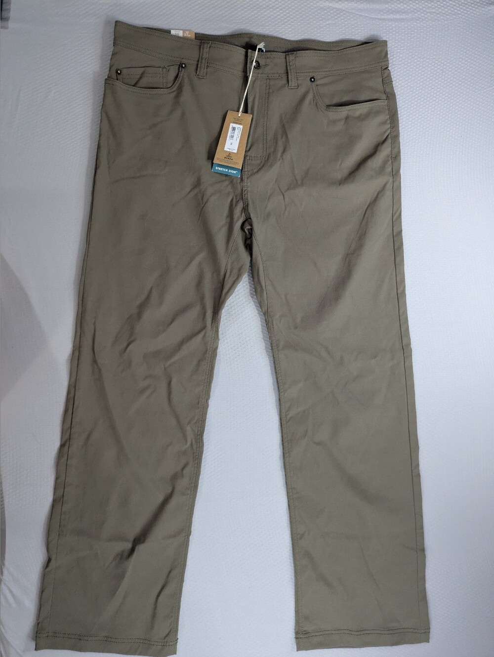 prAna Brion Men's Stretch Zion Stretch Straight Leg Pants Mud 38x32 - NWT